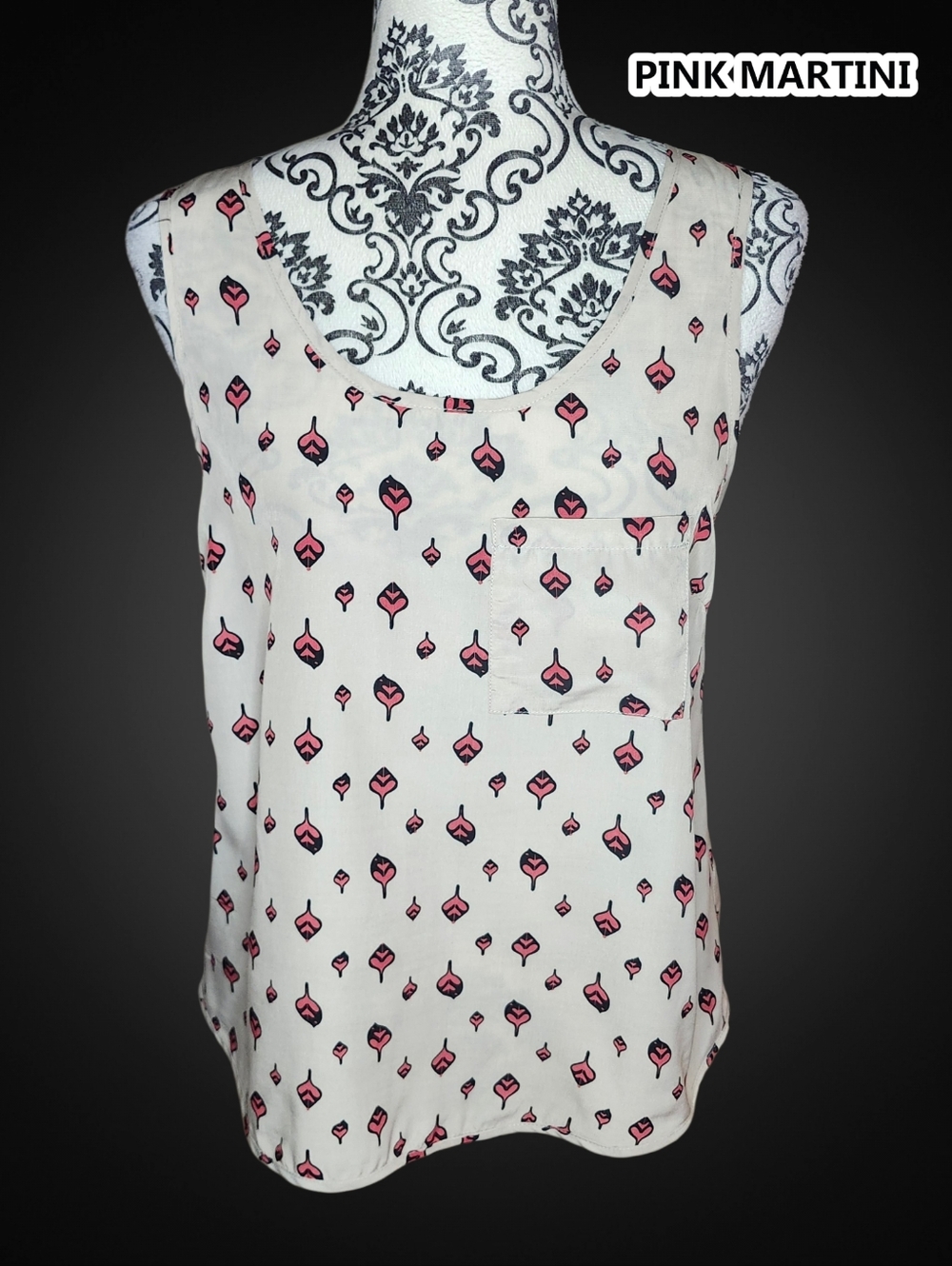 PINK MARTINI Sleeveless Pink Leaf Silky Top - XSmall
